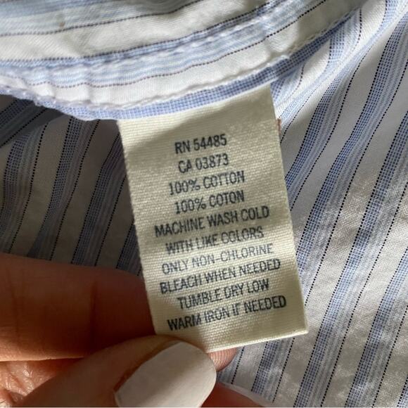 American‎ Eagle Outfitters Blue White Striped Short Sleeve Button Up Sz XL - Picture 7 of 7